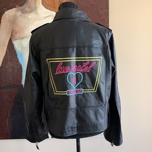 Beautiful soft leather coat medium nasty gal collection love Motel embroidered.
